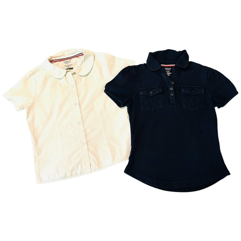 French Toast School Uniform Girls 2-Piece Short Sleeve Blouse polo T-Shirt (M) 7